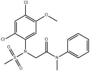 2-[2,4-DICHLORO-5-METHOXY(METHYLSULFONYL)ANILINO]-N-METHYL-N-PHENYLACETAMIDE Struktur