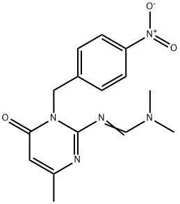 N,N-DIMETHYL-N'-[4-METHYL-1-(4-NITROBENZYL)-6-OXO-1,6-DIHYDRO-2-PYRIMIDINYL]IMINOFORMAMIDE Struktur