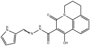 7-HYDROXY-5-OXO-N'-[(E)-1H-PYRROL-2-YLMETHYLIDENE]-2,3-DIHYDRO-1H,5H-PYRIDO[3,2,1-IJ]QUINOLINE-6-CARBOHYDRAZIDE Struktur