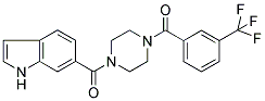 1-[((1H)-INDOL-6-YL)CARBONYL]-4-[3-(TRIFLUOROMETHYL)BENZOYL]PIPERAZINE Struktur