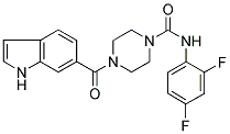 N-(2,4-DIFLUOROPHENYL)-4-[((1H)-INDOL-6-YL)CARBONYL]PIPERAZINE-1-CARBOXAMIDE Struktur