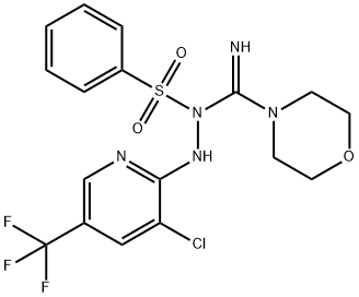 N-[(2-[3-CHLORO-5-(TRIFLUOROMETHYL)-2-PYRIDINYL]HYDRAZINO)(MORPHOLINO)METHYLENE]BENZENESULFONAMIDE Struktur