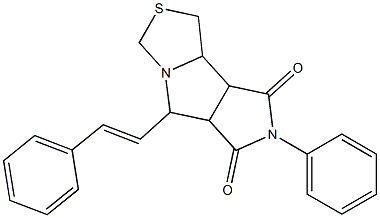 7-PHENYL-5-[(E)-2-PHENYLETHENYL]TETRAHYDROPYRROLO[3',4':3,4]PYRROLO[1,2-C][1,3]THIAZOLE-6,8(1H,7H)-DIONE Struktur