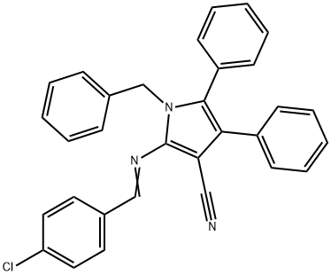 1-BENZYL-2-([(E)-(4-CHLOROPHENYL)METHYLIDENE]AMINO)-4,5-DIPHENYL-1H-PYRROLE-3-CARBONITRILE Struktur