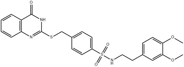 2-((4-(((2-(3,4-DIMETHOXYPHENYL)ETHYL)AMINO)SULFONYL)PHENYL)METHYLTHIO)-3-HYDROQUINAZOLIN-4-ONE Struktur