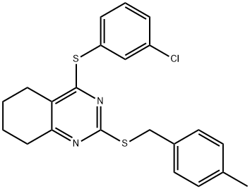 3-CHLOROPHENYL 2-[(4-METHYLBENZYL)SULFANYL]-5,6,7,8-TETRAHYDRO-4-QUINAZOLINYL SULFIDE Struktur