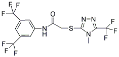 N-[3,5-BIS(TRIFLUOROMETHYL)PHENYL]-2-([4-METHYL-5-(TRIFLUOROMETHYL)-4H-1,2,4-TRIAZOL-3-YL]SULFANYL)ACETAMIDE Struktur