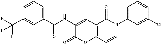 N-[6-(3-CHLOROPHENYL)-2,5-DIOXO-5,6-DIHYDRO-2H-PYRANO[3,2-C]PYRIDIN-3-YL]-3-(TRIFLUOROMETHYL)BENZENECARBOXAMIDE Struktur