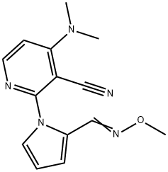 4-(DIMETHYLAMINO)-2-(2-[(METHOXYIMINO)METHYL]-1H-PYRROL-1-YL)NICOTINONITRILE Struktur