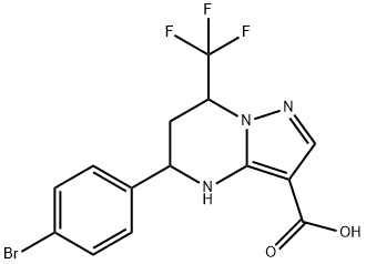 5-(4-BROMO-PHENYL)-7-TRIFLUOROMETHYL-4,5,6,7-TETRAHYDRO-PYRAZOLO[1,5-A]PYRIMIDINE-3-CARBOXYLIC ACID ETHYL ESTER Struktur