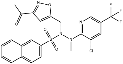 N-[(3-ACETYL-5-ISOXAZOLYL)METHYL]-N'-[3-CHLORO-5-(TRIFLUOROMETHYL)-2-PYRIDINYL]-N'-METHYL-2-NAPHTHALENESULFONOHYDRAZIDE Struktur