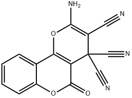 2-AMINO-5-OXO-4H,5H-PYRANO[3,2-C]CHROMENE-3,4,4-TRICARBONITRILE Struktur