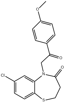 7-CHLORO-5-[2-(4-METHOXYPHENYL)-2-OXOETHYL]-2,3-DIHYDRO-1,5-BENZOTHIAZEPIN-4(5H)-ONE Struktur