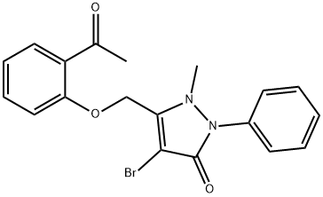 3-((2-ACETYLPHENOXY)METHYL)-4-BROMO-2-METHYL-1-PHENYL-3-PYRAZOLIN-5-ONE Struktur