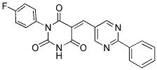 (5E)-1-(4-FLUOROPHENYL)-5-[(2-PHENYLPYRIMIDIN-5-YL)METHYLENE]PYRIMIDINE-2,4,6(1H,3H,5H)-TRIONE Struktur