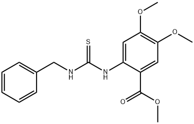 METHYL 4,5-DIMETHOXY-2-(((BENZYLAMINO)THIOXOMETHYL)AMINO)BENZOATE Struktur