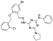 (E)-4-(2-(5-BROMO-2-(2-CHLOROBENZYLOXY)BENZYLIDENE)HYDRAZINYL)-N-PHENYL-6-(PYRROLIDIN-1-YL)-1,3,5-TRIAZIN-2-AMINE Struktur