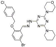 (E)-4-(4-(2-(5-BROMO-2-(4-CHLOROBENZYLOXY)BENZYLIDENE)HYDRAZINYL)-6-(PIPERIDIN-1-YL)-1,3,5-TRIAZIN-2-YL)MORPHOLINE Struktur