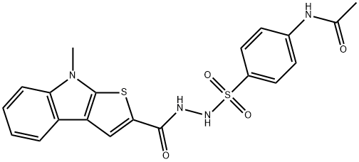 N-[4-((2-[(8-METHYL-8H-THIENO[2,3-B]INDOL-2-YL)CARBONYL]HYDRAZINO)SULFONYL)PHENYL]ACETAMIDE Struktur