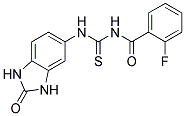 2-FLUORO-N-{[(2-OXO-2,3-DIHYDRO-1H-BENZIMIDAZOL-5-YL)AMINO]CARBONOTHIOYL}BENZAMIDE Struktur