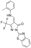 (4E)-2-(1,3-BENZOTHIAZOL-2-YL)-4-{[(2-METHYLPHENYL)AMINO]METHYLENE}-5-(TRIFLUOROMETHYL)-2,4-DIHYDRO-3H-PYRAZOL-3-ONE Struktur