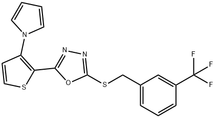 2-[3-(1H-PYRROL-1-YL)-2-THIENYL]-5-([3-(TRIFLUOROMETHYL)BENZYL]SULFANYL)-1,3,4-OXADIAZOLE Struktur