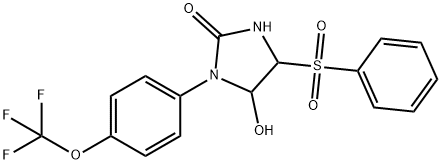 5-HYDROXY-4-(PHENYLSULFONYL)-1-[4-(TRIFLUOROMETHOXY)PHENYL]TETRAHYDRO-2H-IMIDAZOL-2-ONE Struktur