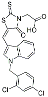 ((5E)-5-{[1-(2,4-DICHLOROBENZYL)-1H-INDOL-3-YL]METHYLENE}-4-OXO-2-THIOXO-1,3-THIAZOLIDIN-3-YL)ACETIC ACID Struktur