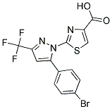 2-[5-(4-BROMOPHENYL)-3-(TRIFLUOROMETHYL)-1H-PYRAZOL-1-YL]-1,3-THIAZOLE-4-CARBOXYLIC ACID Struktur