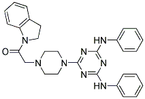 2-(4-(4,6-BIS(PHENYLAMINO)-1,3,5-TRIAZIN-2-YL)PIPERAZIN-1-YL)-1-(INDOLIN-1-YL)ETHANONE Struktur