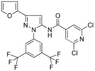 N-[1-[3,5-BIS(TRIFLUOROMETHYL)PHENYL]-3-(2-FURYL)-1H-PYRAZOL-5-YL]-2,6-DICHLOROISONICOTINAMIDE Struktur