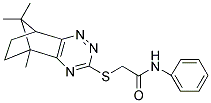 N-PHENYL-2-[(8,11,11-TRIMETHYL-3,4,6-TRIAZATRICYCLO[6.2.1.0~2,7~]UNDECA-2,4,6-TRIEN-5-YL)THIO]ACETAMIDE Struktur