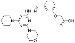 (E)-2-(3-((2-(4-MORPHOLINO-6-(PIPERIDIN-1-YL)-1,3,5-TRIAZIN-2-YL)HYDRAZONO)METHYL)PHENOXY)ACETIC ACID Struktur