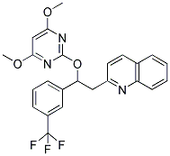 2-[2-((4,6-DIMETHOXYPYRIMIDIN-2-YL)OXY)-2-(3-(TRIFLUOROMETHYL)PHENYL)ETHYL]QUINOLINE Struktur