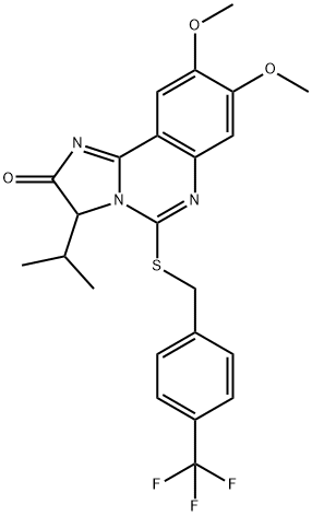 3-ISOPROPYL-8,9-DIMETHOXY-5-([4-(TRIFLUOROMETHYL)BENZYL]SULFANYL)IMIDAZO[1,2-C]QUINAZOLIN-2(3H)-ONE Struktur