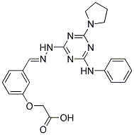 (E)-2-(3-((2-(4-(PHENYLAMINO)-6-(PYRROLIDIN-1-YL)-1,3,5-TRIAZIN-2-YL)HYDRAZONO)METHYL)PHENOXY)ACETIC ACID Struktur