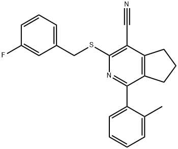 3-[(3-FLUOROBENZYL)SULFANYL]-1-(2-METHYLPHENYL)-6,7-DIHYDRO-5H-CYCLOPENTA[C]PYRIDINE-4-CARBONITRILE Struktur