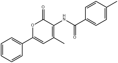 4-METHYL-N-(4-METHYL-2-OXO-6-PHENYL-2H-PYRAN-3-YL)BENZENECARBOXAMIDE Struktur