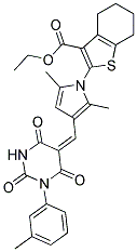 (E)-ETHYL 2-(2,5-DIMETHYL-3-((2,4,6-TRIOXO-3-M-TOLYL-TETRAHYDROPYRIMIDIN-5(6H)-YLIDENE)METHYL)-1H-PYRROL-1-YL)-4,5,6,7-TETRAHYDROBENZO[B]THIOPHENE-3-CARBOXYLATE Struktur