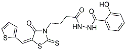 2-HYDROXY-N'-(4-[(5E)-4-OXO-5-(THIEN-2-YLMETHYLENE)-2-THIOXO-1,3-THIAZOLIDIN-3-YL]BUTANOYL)BENZOHYDRAZIDE Struktur