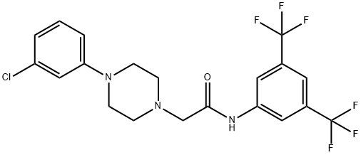 N-[3,5-BIS(TRIFLUOROMETHYL)PHENYL]-2-[4-(3-CHLOROPHENYL)PIPERAZINO]ACETAMIDE Struktur