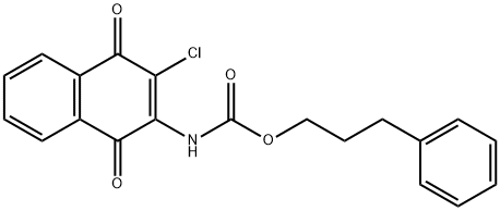 3-PHENYLPROPYL N-(3-CHLORO-1,4-DIOXO-1,4-DIHYDRO-2-NAPHTHALENYL)CARBAMATE Struktur