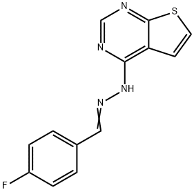 4-FLUOROBENZENECARBALDEHYDE N-THIENO[2,3-D]PYRIMIDIN-4-YLHYDRAZONE Struktur