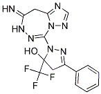 1-(8-IMINO-8,9-DIHYDRO-7H-[1,2,4]TRIAZOLO[1,5-D][1,2,4]TRIAZEPIN-5-YL)-3-PHENYL-5-(TRIFLUOROMETHYL)-4,5-DIHYDRO-1H-PYRAZOL-5-OL Struktur