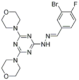 3-BROMO-4-FLUOROBENZALDEHYDE (4,6-DIMORPHOLIN-4-YL-1,3,5-TRIAZIN-2-YL)HYDRAZONE Struktur