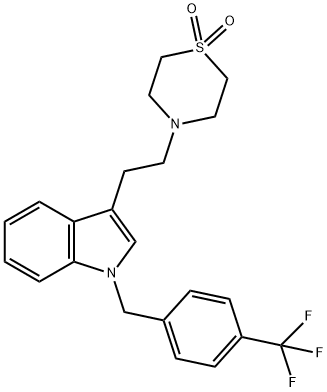 4-(2-(1-[4-(TRIFLUOROMETHYL)BENZYL]-1H-INDOL-3-YL)ETHYL)-1LAMBDA6,4-THIAZINANE-1,1-DIONE Struktur