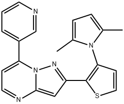 2-[3-(2,5-DIMETHYL-1H-PYRROL-1-YL)-2-THIENYL]-7-(3-PYRIDINYL)PYRAZOLO[1,5-A]PYRIMIDINE Struktur