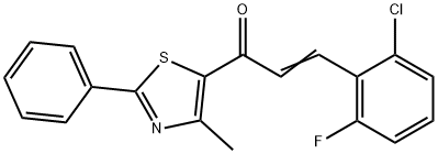 (E)-3-(2-CHLORO-6-FLUOROPHENYL)-1-(4-METHYL-2-PHENYL-1,3-THIAZOL-5-YL)-2-PROPEN-1-ONE Struktur