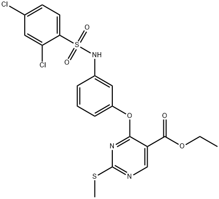 ETHYL 4-(3-([(2,4-DICHLOROPHENYL)SULFONYL]AMINO)PHENOXY)-2-(METHYLSULFANYL)-5-PYRIMIDINECARBOXYLATE Struktur