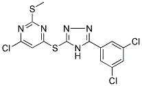 4-CHLORO-6-([5-(3,5-DICHLOROPHENYL)-4H-1,2,4-TRIAZOL-3-YL]THIO)-2-(METHYLTHIO)PYRIMIDINE Struktur